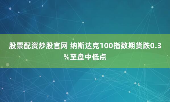 股票配资炒股官网 纳斯达克100指数期货跌0.3%至盘中低点