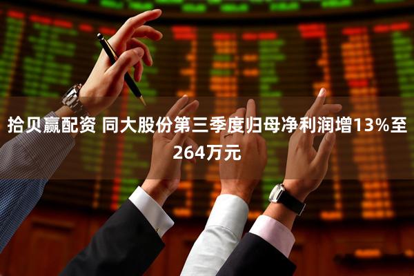 拾贝赢配资 同大股份第三季度归母净利润增13%至264万元