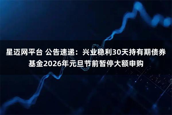 星迈网平台 公告速递：兴业稳利30天持有期债券基金2026年元旦节前暂停大额申购